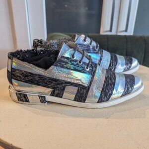 MIISTA Navy and Silver Stripped Derby